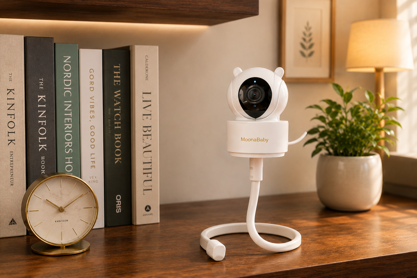 MoonaBaby Flexible Camera Mount — Adjustable Gooseneck Stand for Baby Monitors