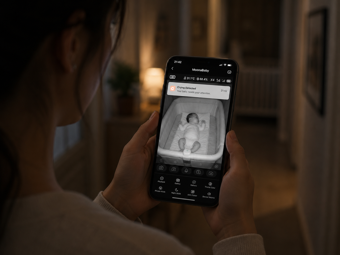 MoonaBaby Smart Baby Monitor — 5" HD Screen + Wi-Fi Camera with Night Vision & Two-Way Talk