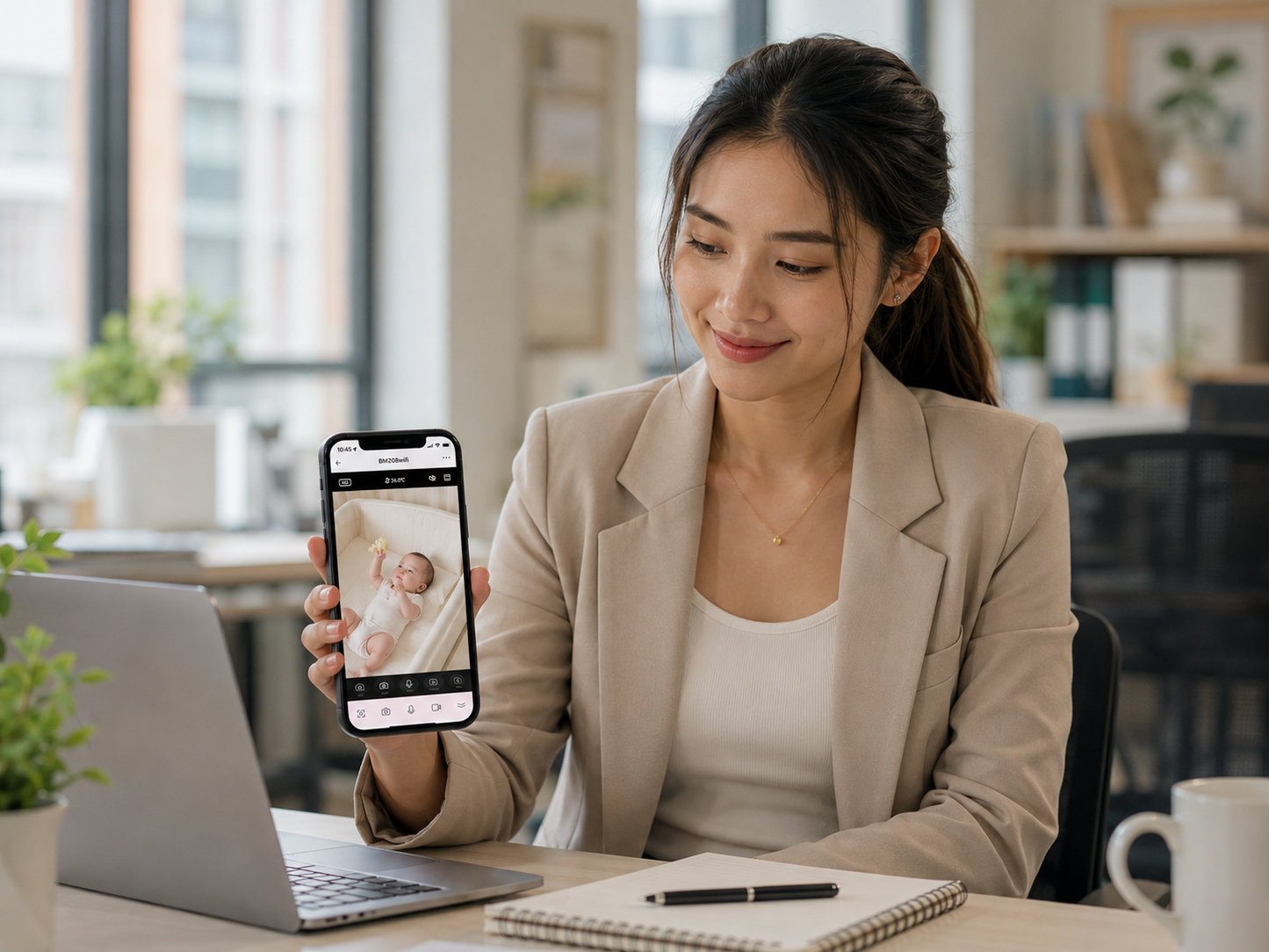 MoonaBaby Smart Baby Monitor — 5" HD Screen + Wi-Fi Camera with Night Vision & Two-Way Talk